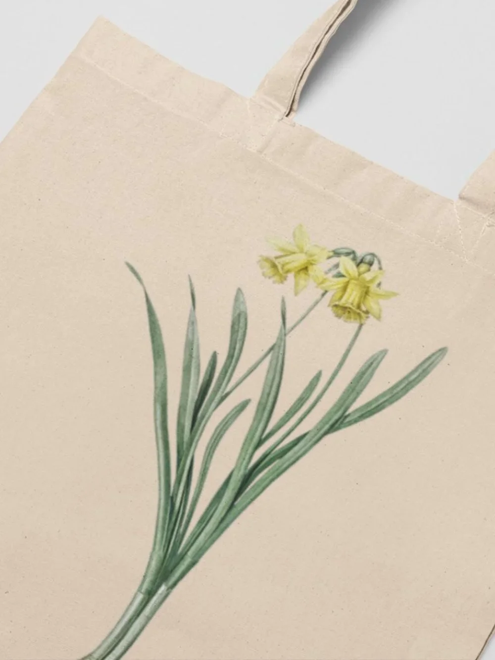 Lesser Wild Daffodil Vintage Floral Print Graphic Canvas Tote Bag